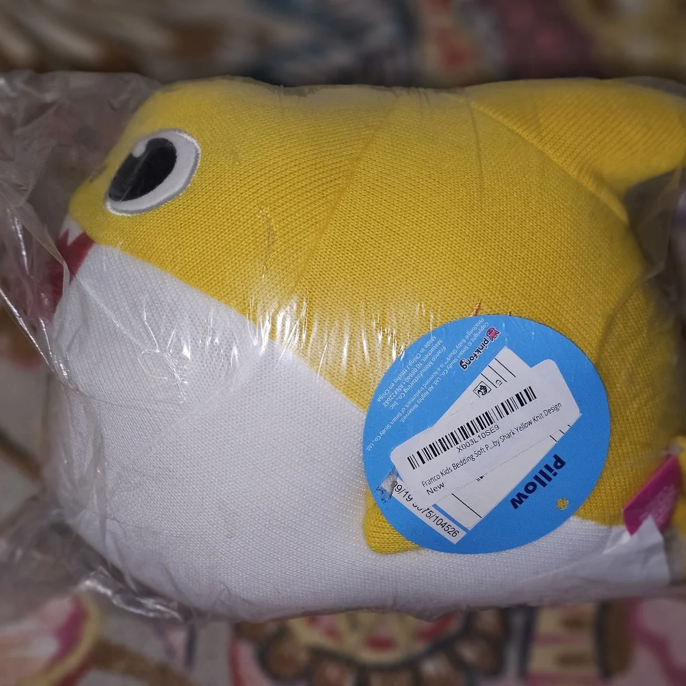 NWT Yellow and White Baby Shark Pillow